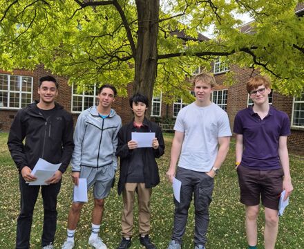 Left to right glyn students amri r freddie yi hin w james d and george p celebrating their gcse results 2